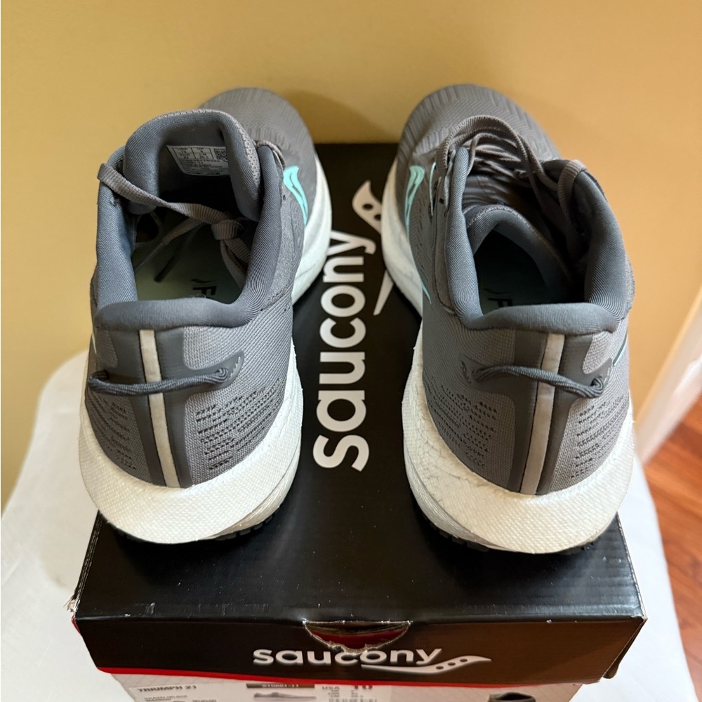 SAUCONY Triumph 21 Gray and Teal Athletic Shoes - Picture 6 of 9